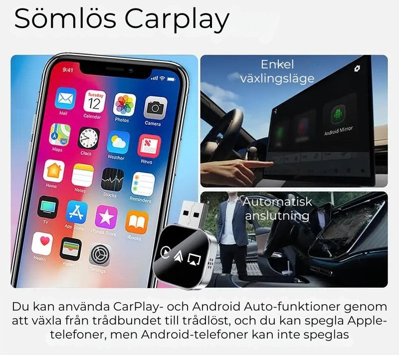 CarPlay V3 - Trådlös adapter för telefon