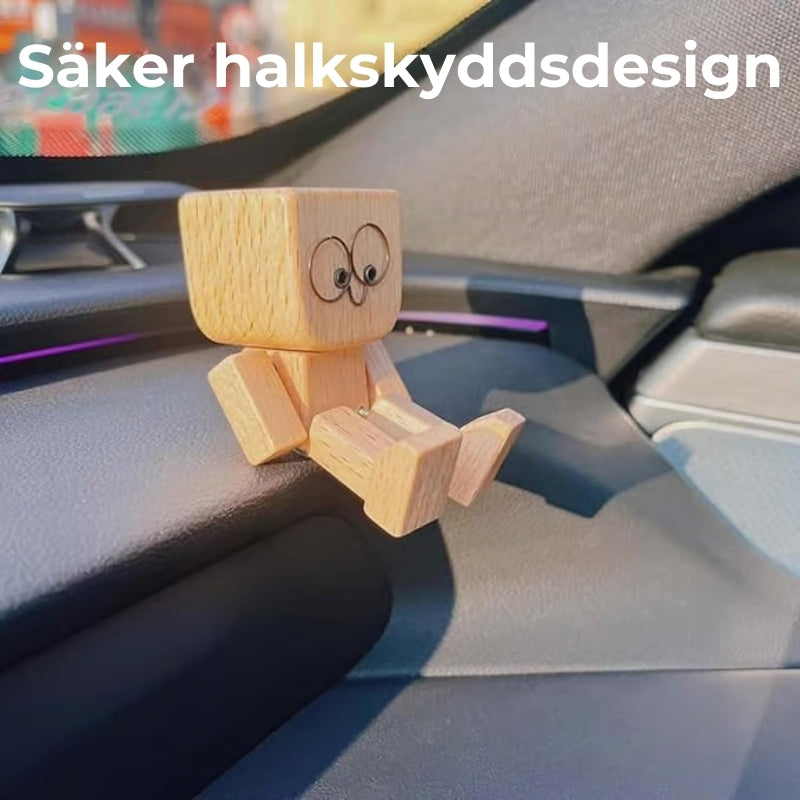 Charmant liten träfigur med 12 magnetiska uttryck
