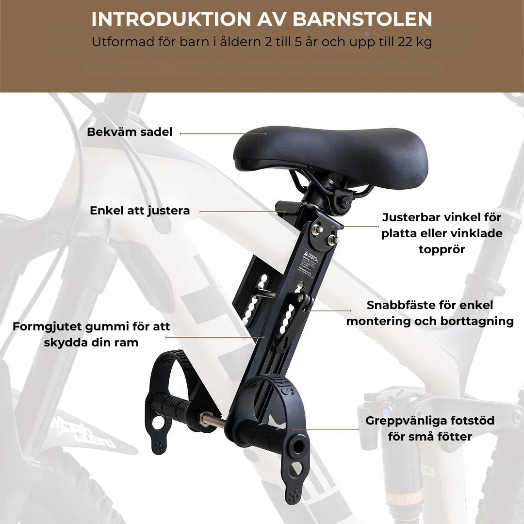 Frontmonterad barnstol för cykel