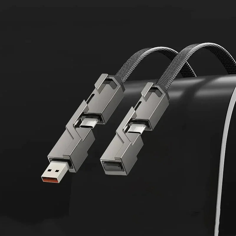 4-i-1 platt flätad anti-knot laddningssladd