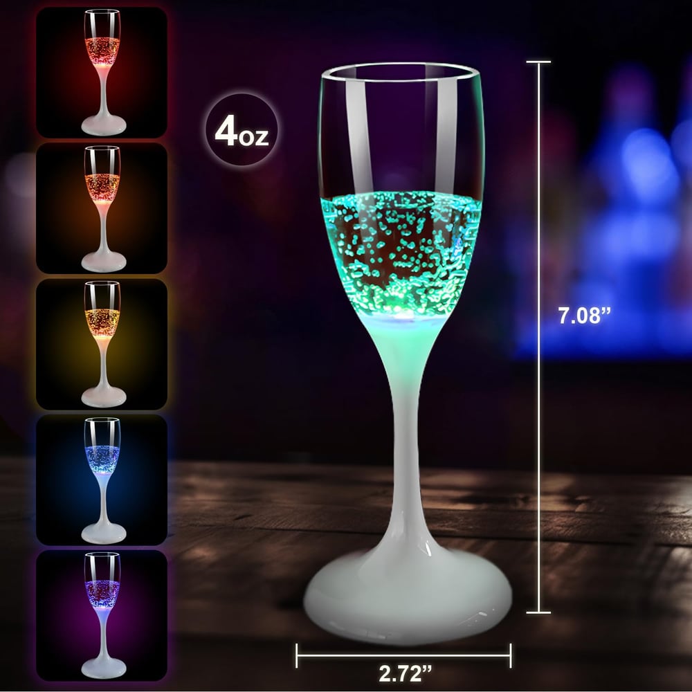 Glas för vin och champagne med LED-belysning
