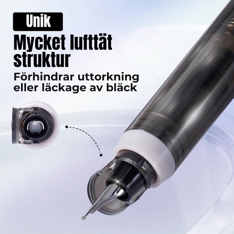 Reservoarpenna - 0,38 mm, blå och svart bläck, inkl. 5 refillbara bläckpatroner