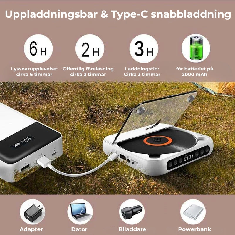 BĂ€rbar CD-spelare med Bluetooth