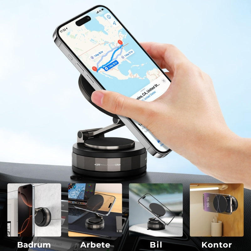 Magnetisk sugkopp – 360° telefonhållare med vakuumlås