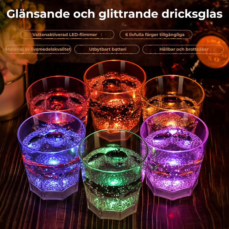 Glas för vin och champagne med LED-belysning