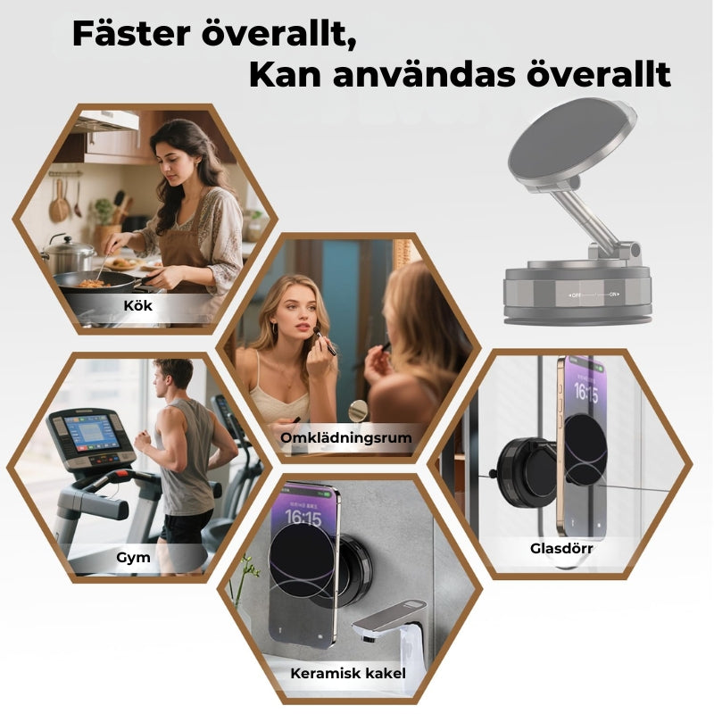Magnetisk sugkopp – 360° telefonhållare med vakuumlås