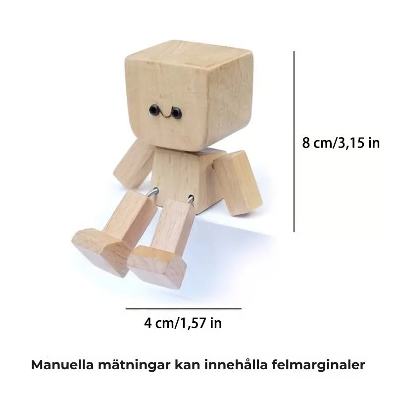Charmant liten träfigur med 12 magnetiska uttryck