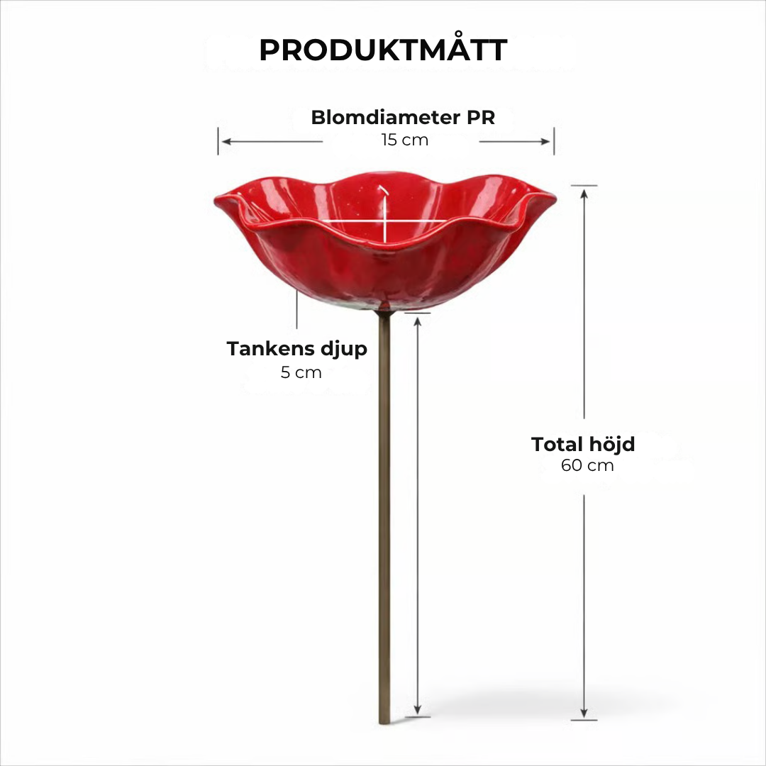 Handgjort fågelbad med form av en blomma