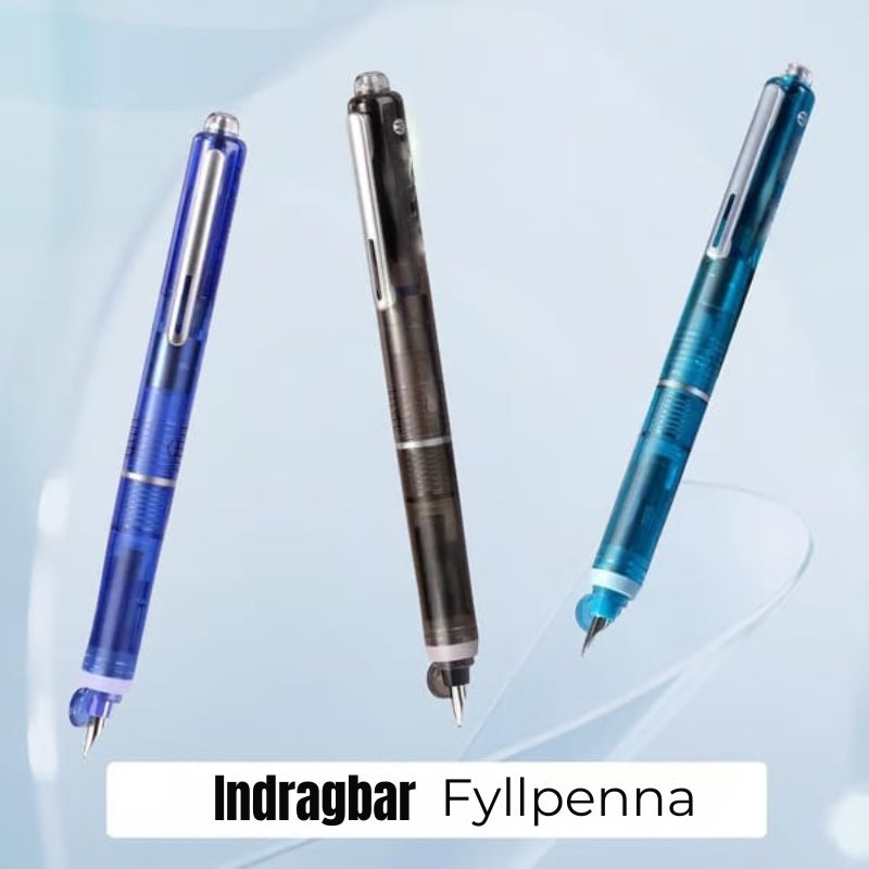 Reservoarpenna - 0,38 mm, blå och svart bläck, inkl. 5 refillbara bläckpatroner