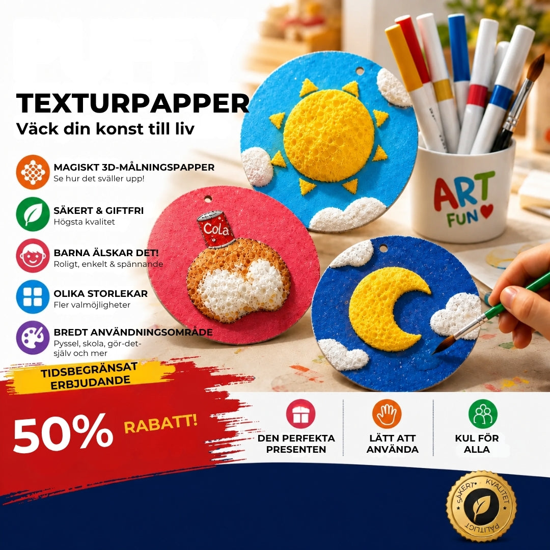 Magiskt 3D-målarpapper med skumtextur – 20 stycken