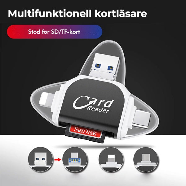 4-I-1 UNIVERSAL SD/TF-KORTLÄSARE MED FLERA PORTAR
