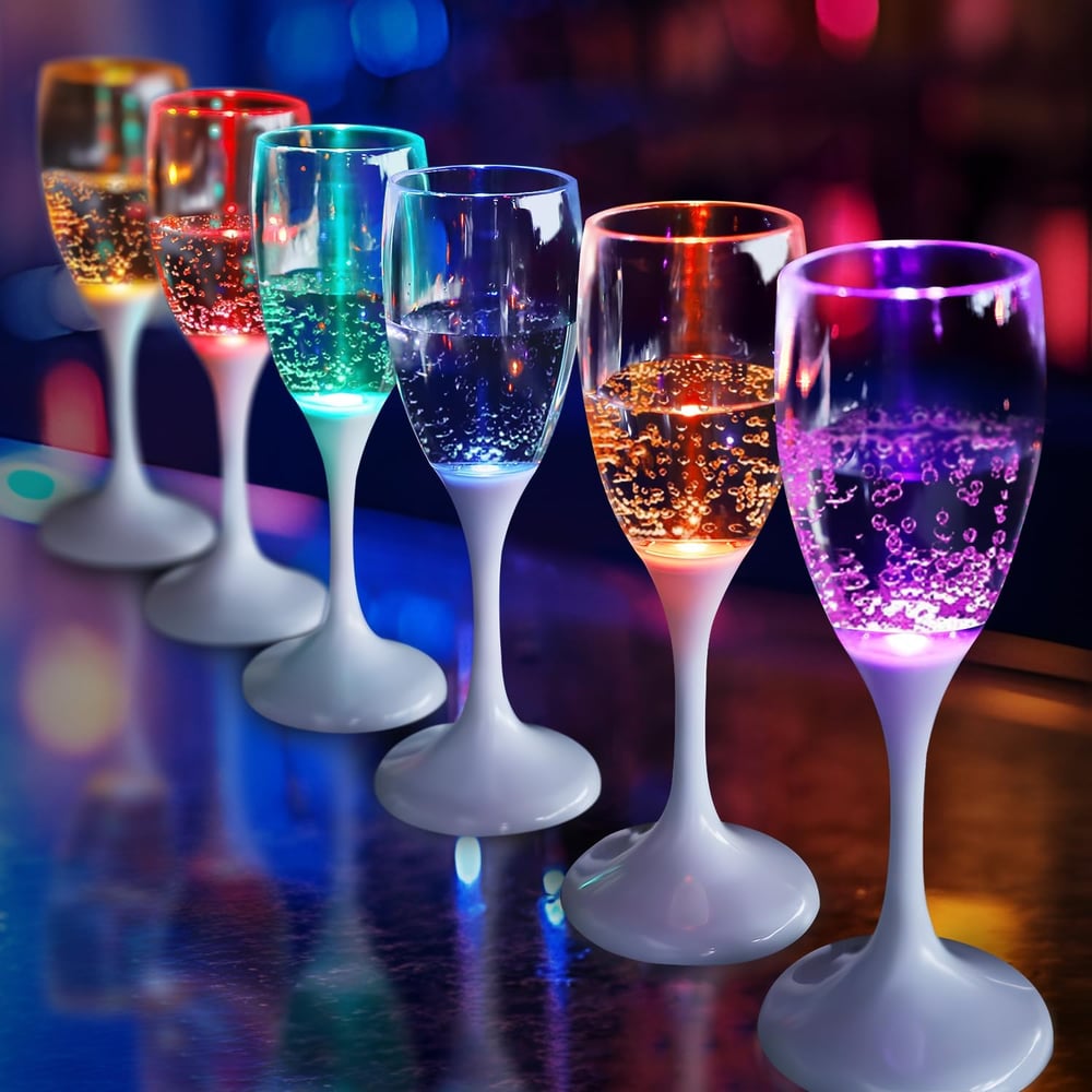 Glas för vin och champagne med LED-belysning