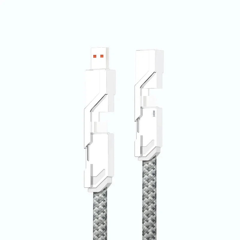 4-i-1 platt flätad anti-knot laddningssladd