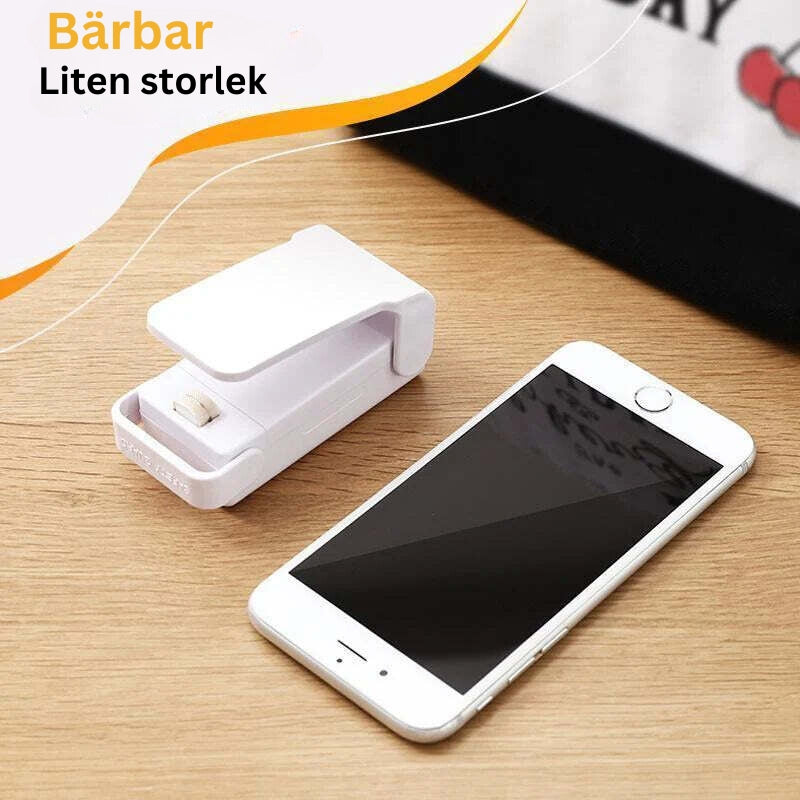Bärbar förslutningsmaskin för livsmedelspåsar