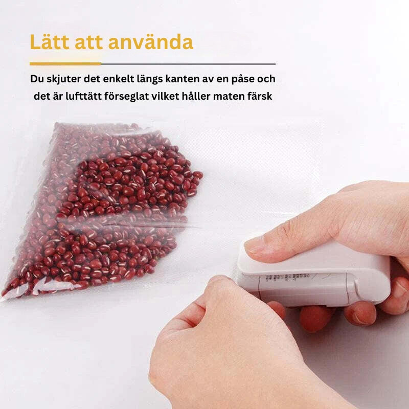 Bärbar förslutningsmaskin för livsmedelspåsar