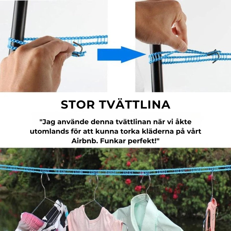 Utdragbar tvättlina