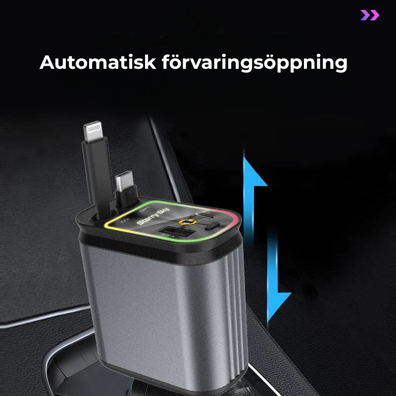Billaddare med flexibel förlängningssladd!