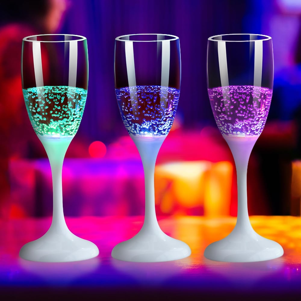 Glas för vin och champagne med LED-belysning