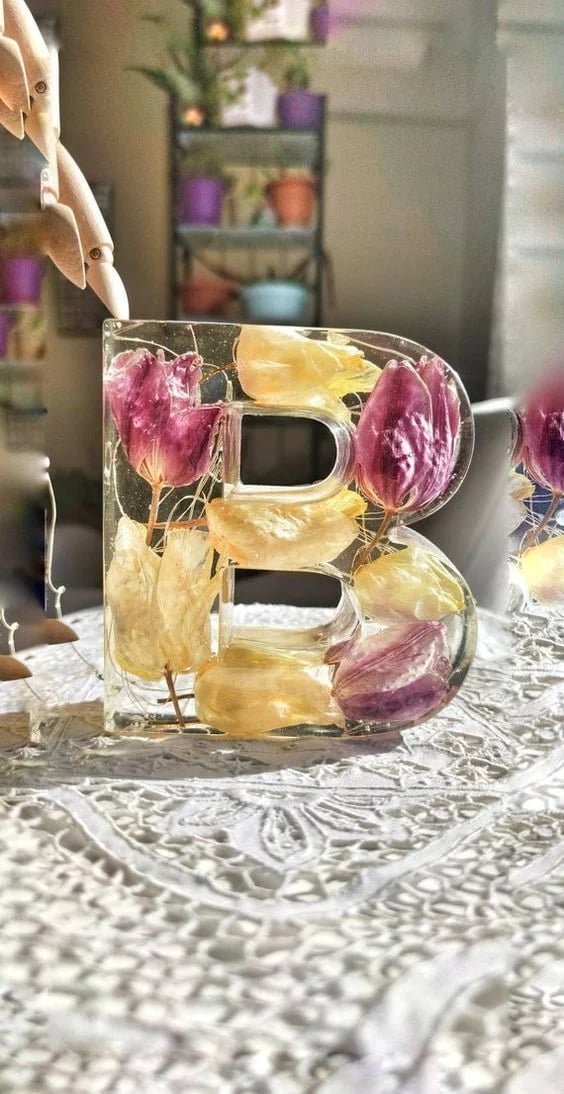 🎁Handgjorda blomsterbokstäver med LED