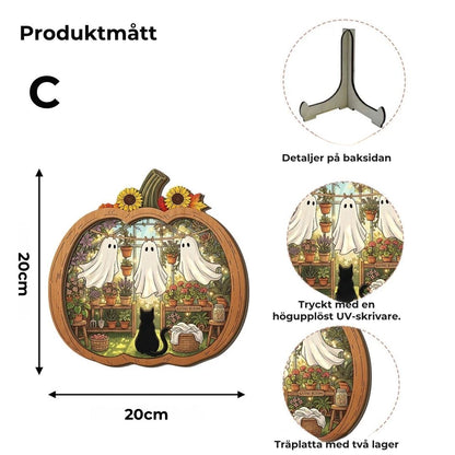 Halloween-dekorationer av trä i form av pumpor