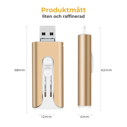 32~256 GB Micro USB + Lightning + USB 3.0 4-i-1 Mobil U-disk