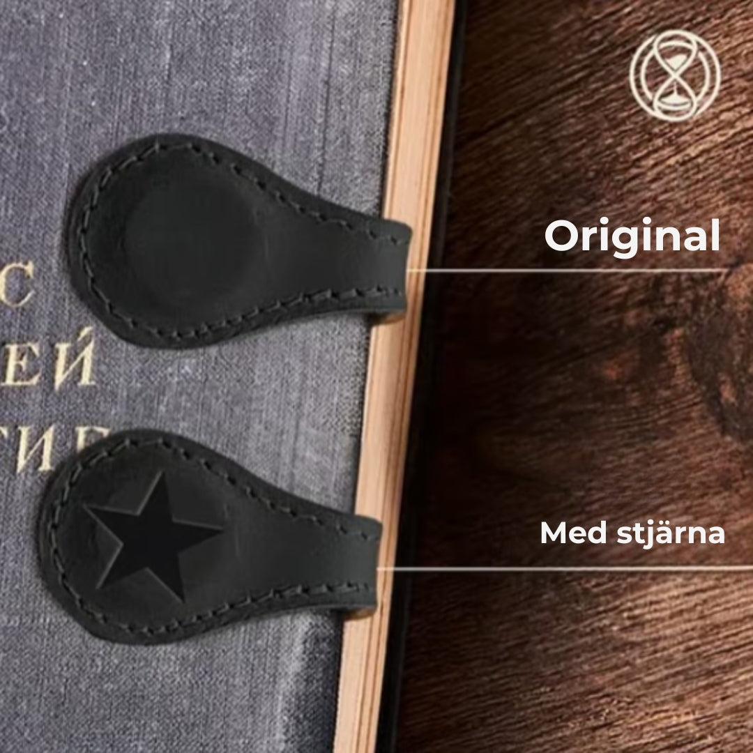 Magnetiska bokmärken i läder