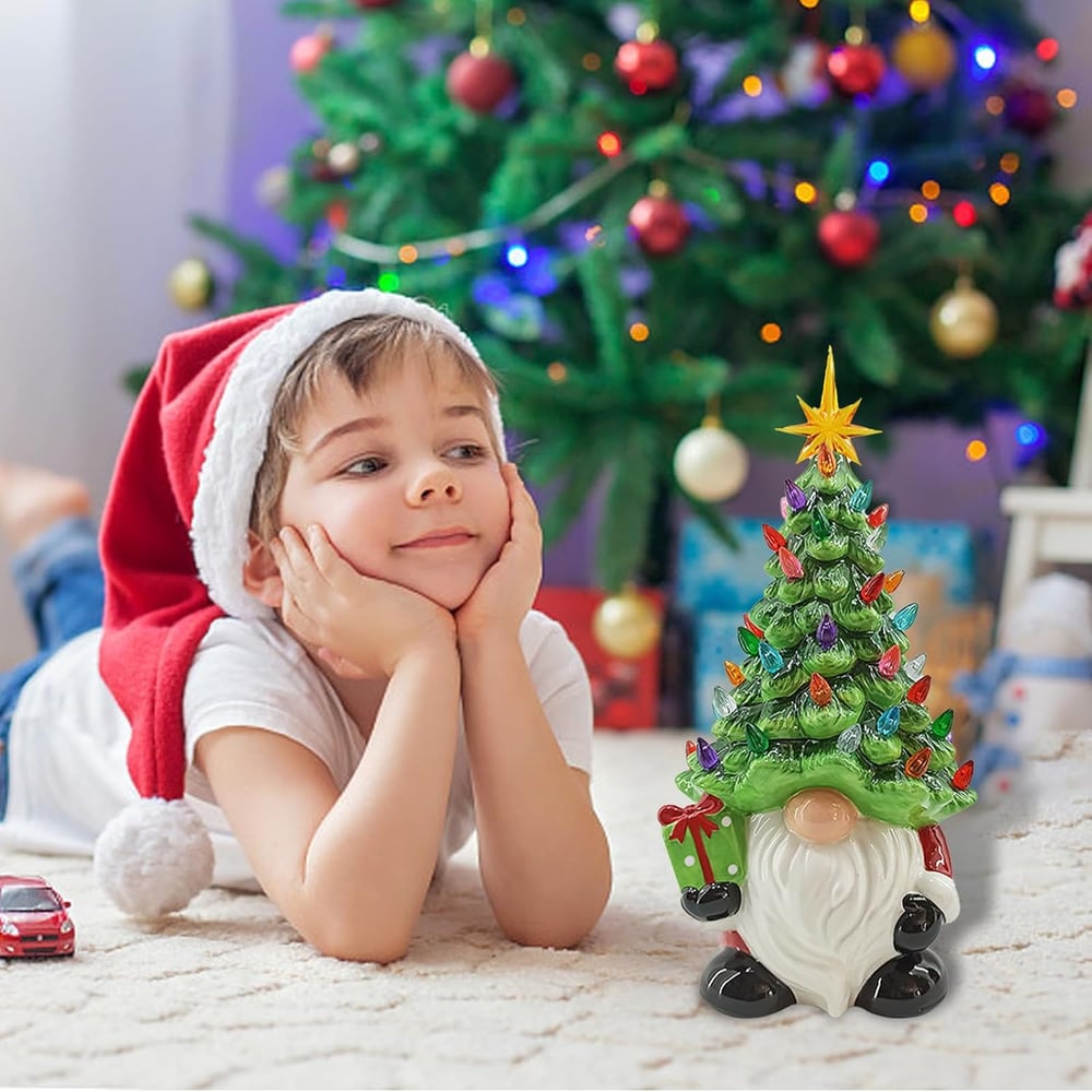 Jultomte med LED-julgran