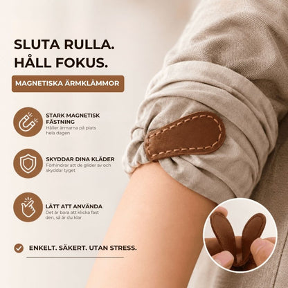 Magnetiska läderklämmor för uppvikta ärmar (2st)
