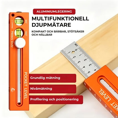 Multifunktionell djupmätare med vattenpass
