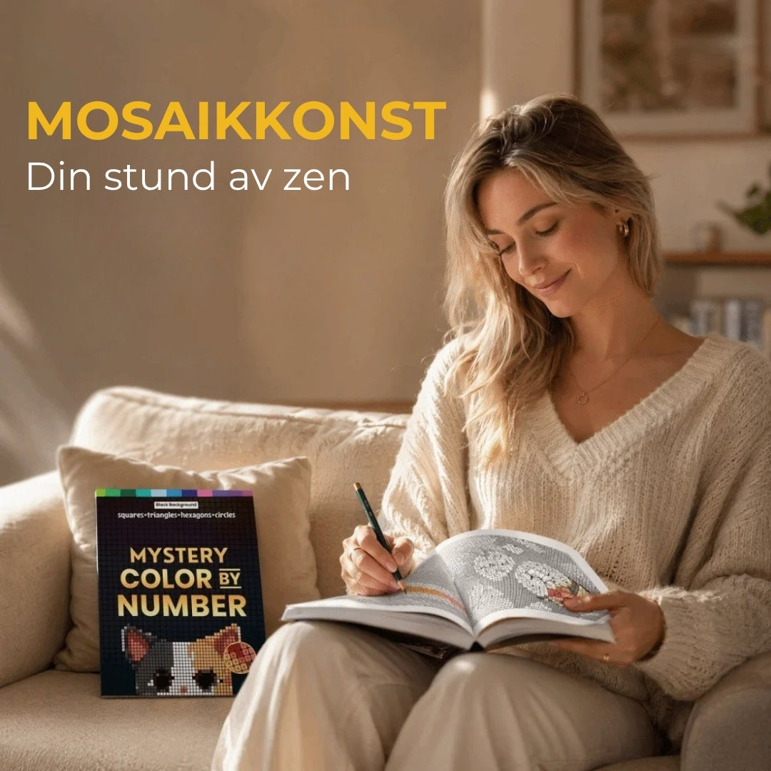 Färglägg efter nummer – Mosaik-målarbok