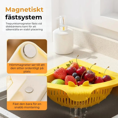 Magnetisk hörnsil för diskbänken