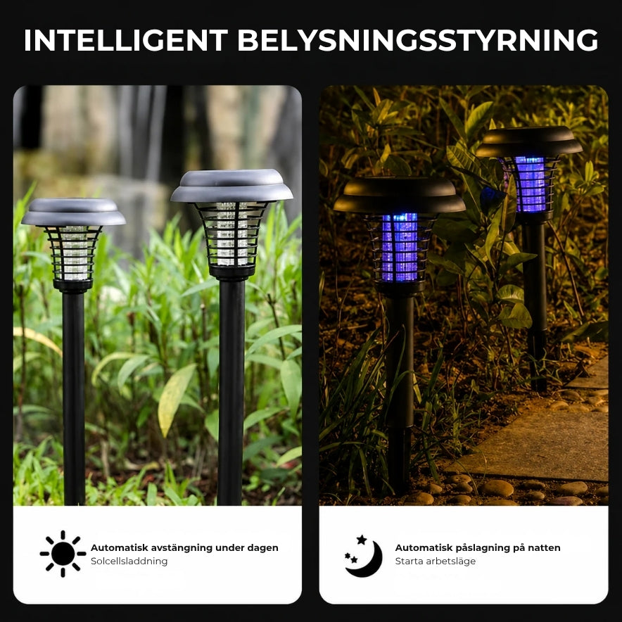 Solcellsdriven LED-lampa mot myggor | Designad för trädgård