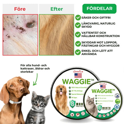 Naturligt halsband mot loppor och fästingar – Waggie™