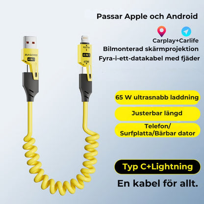 4-i-1 snabbladdningskabel med fjäderdesign
