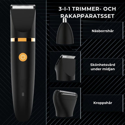 3-i-1 elektrisk kroppstrimmer för män