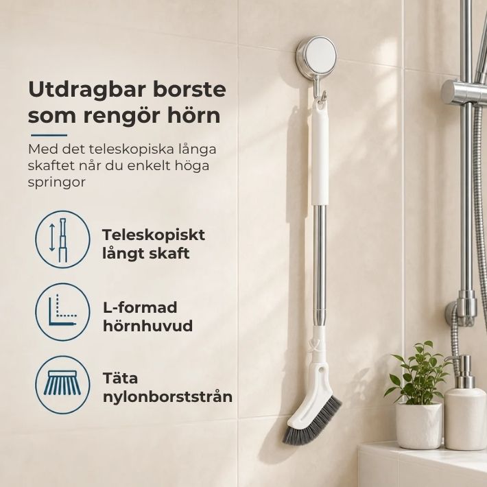 Utdragbar borste för rengöring