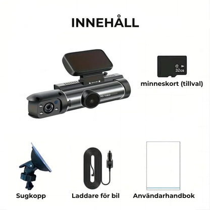 Bilkamera med dubbla linser (1080P HD och WiFi)