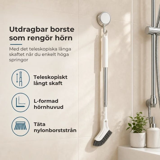 Utdragbar borste för rengöring