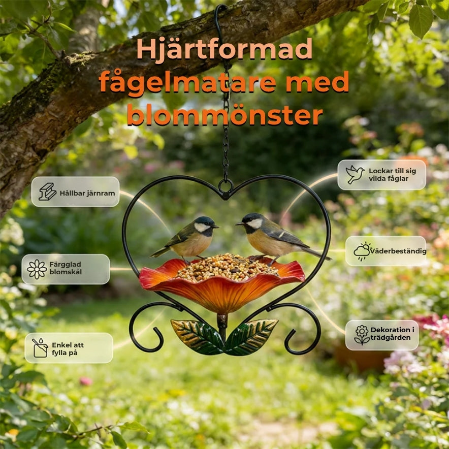 Hängande fågelmatare med blommönster