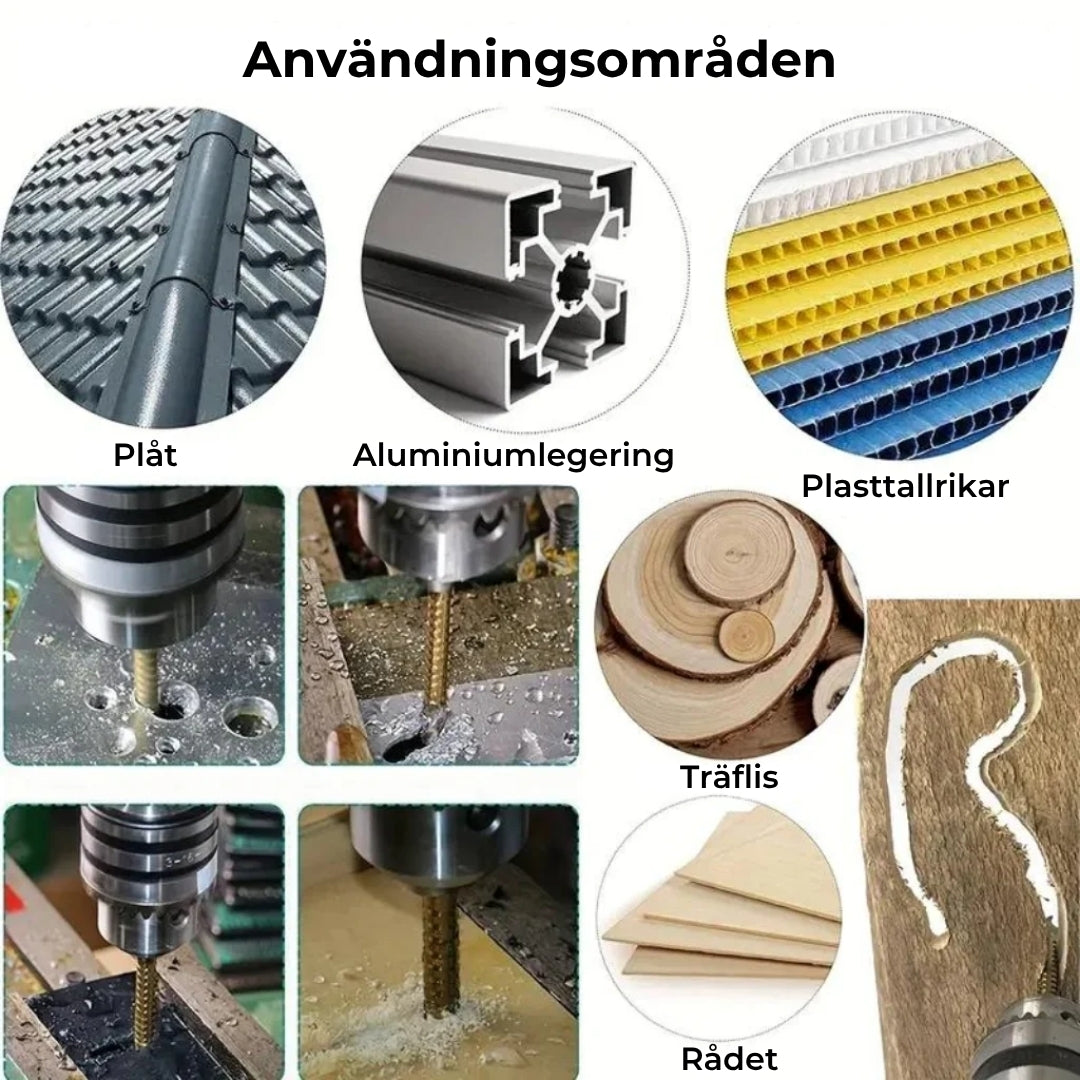 Borrsats med titanbelagda borrkronor (3-8 mm)