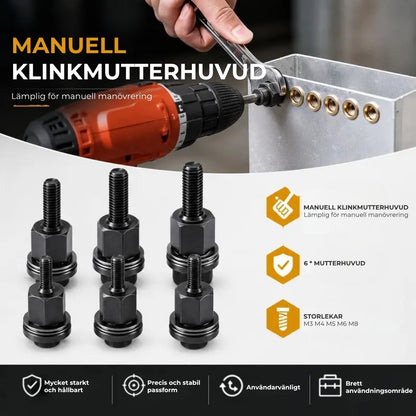Adaptersats för klämmuttrar till borrmaskin eller manuell användning (M3–M8)