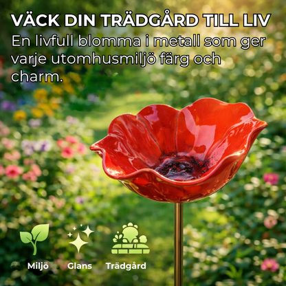 Handgjort fågelbad med form av en blomma