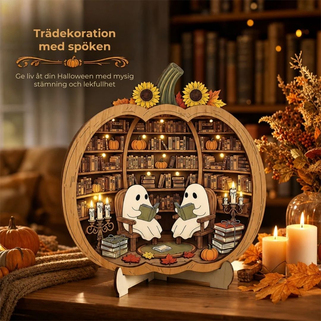 Halloween-dekorationer av trä i form av pumpor