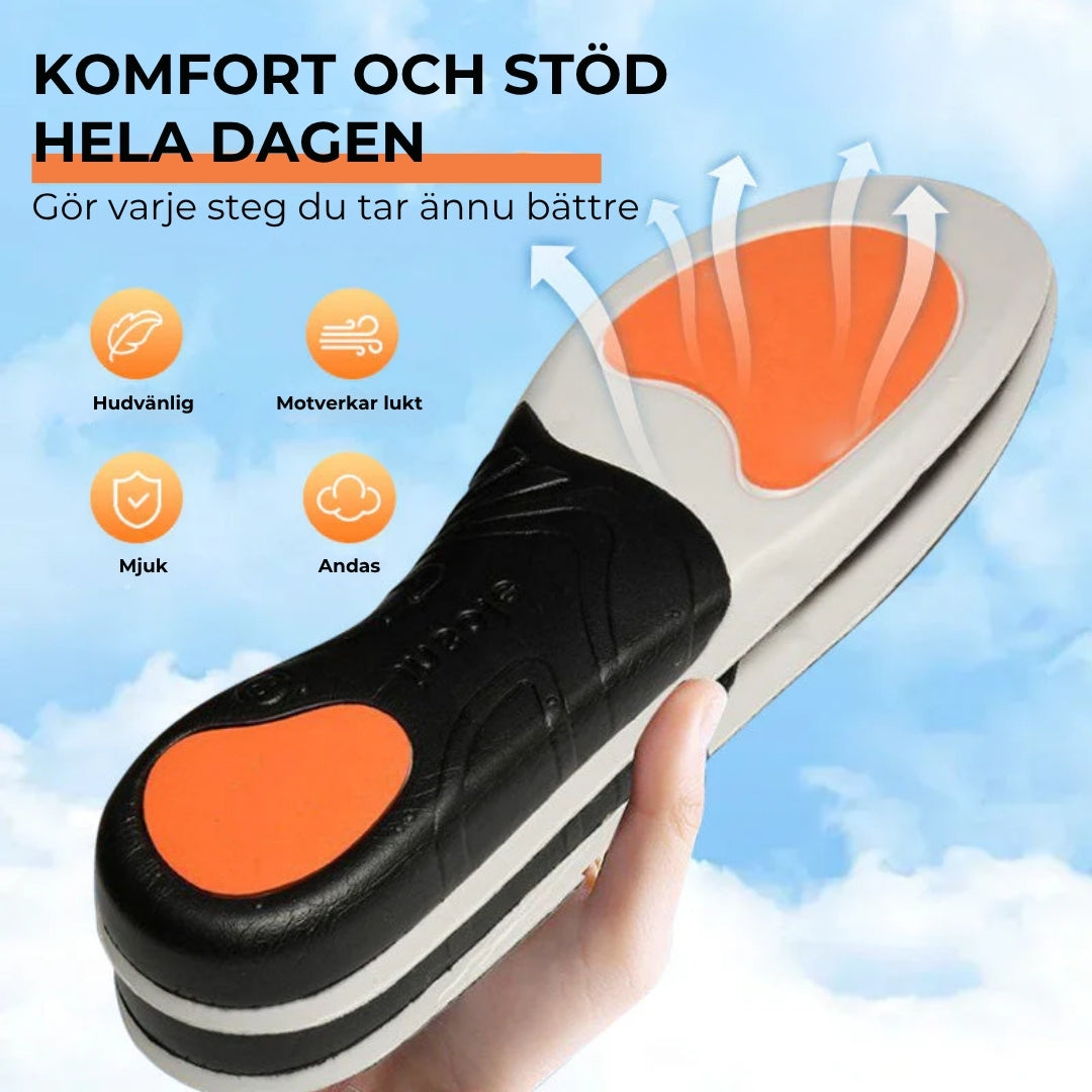 Skoinlägg med stötdämpning och stöd för fotvalvet