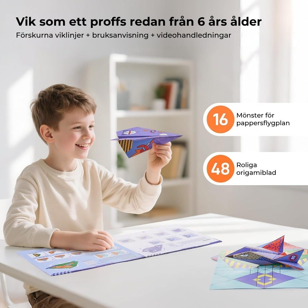 Roliga pappersflygplan att göra själv – set med 16 stycken