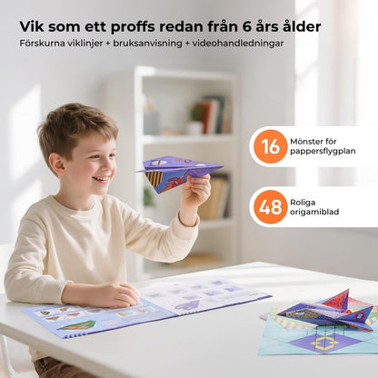 Roliga pappersflygplan att göra själv – set med 16 stycken