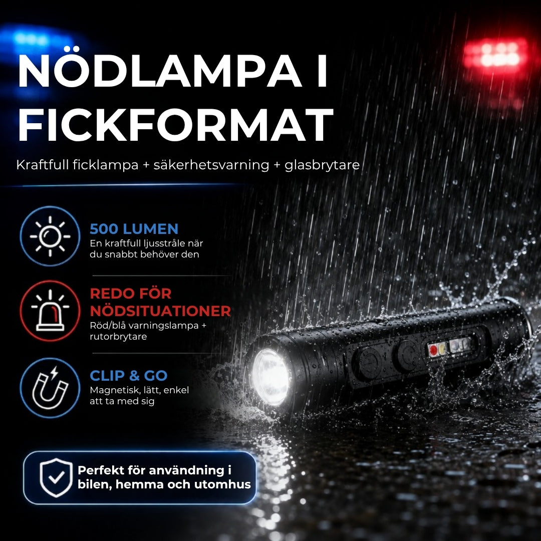 Kraftfull Mini-ficklampa med nyckelring och magnetisk fot