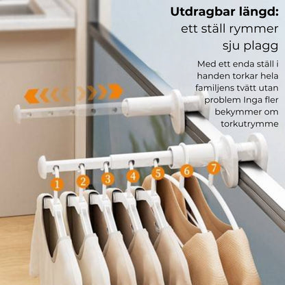Teleskopisk utdragbar torkställning