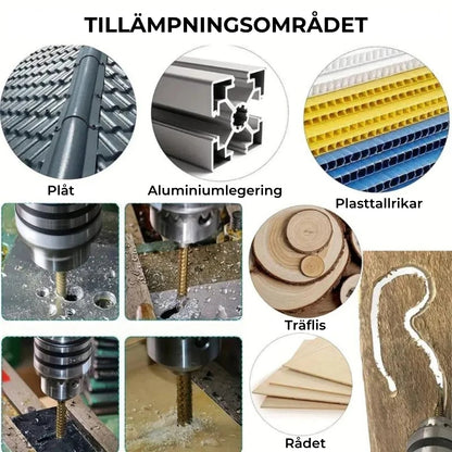 Sats med titanbelagda borrkronor