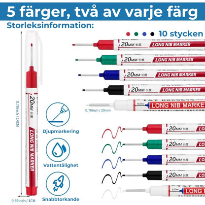 Markeringspenna med lång spets | Perfekt för hantverkaren